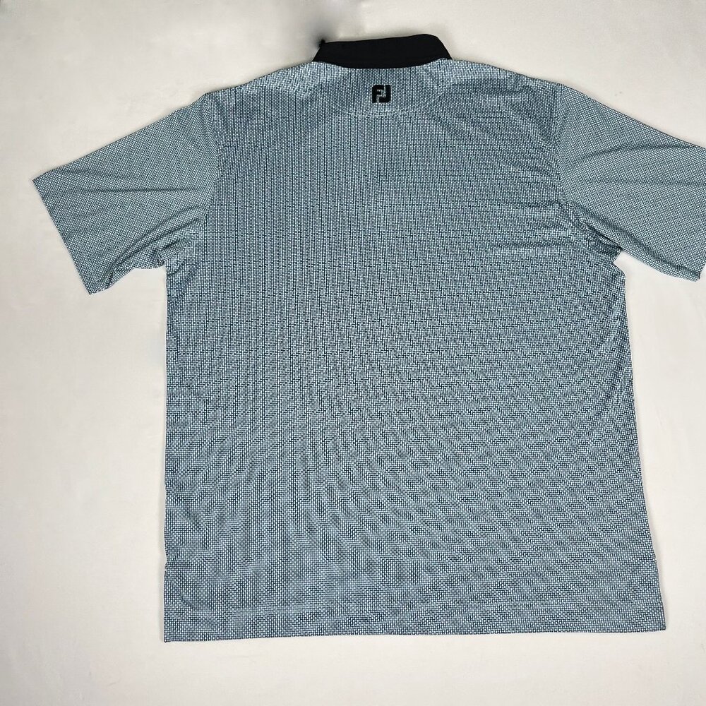 FootJoy Men’s Golf Polo Blue & Teal Geometric Stretch Performance Shirt XL - Picture 2 of 7